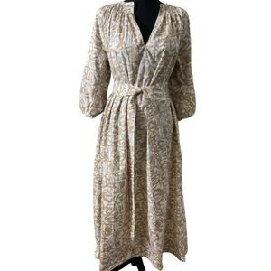 Apiece Apart Cream and Tan Patterned Dress